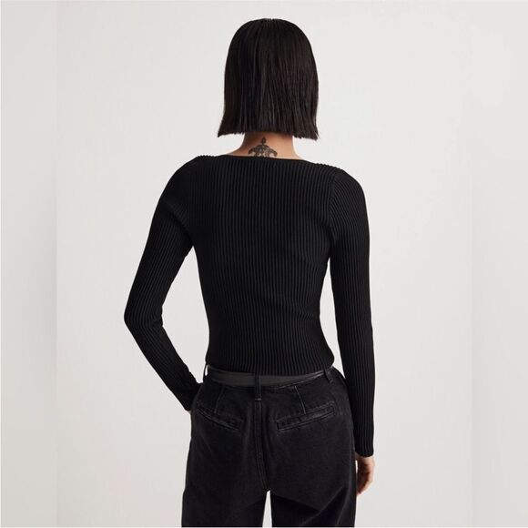 Madewell NWT Ottoman Pullover Crop Sweater in True Black Size Small - Picture 4 of 6